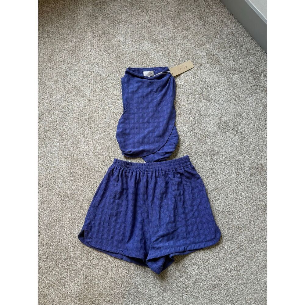 Ladies Navy Blue Two-Piece Romper Set - Tank Top & Shorts